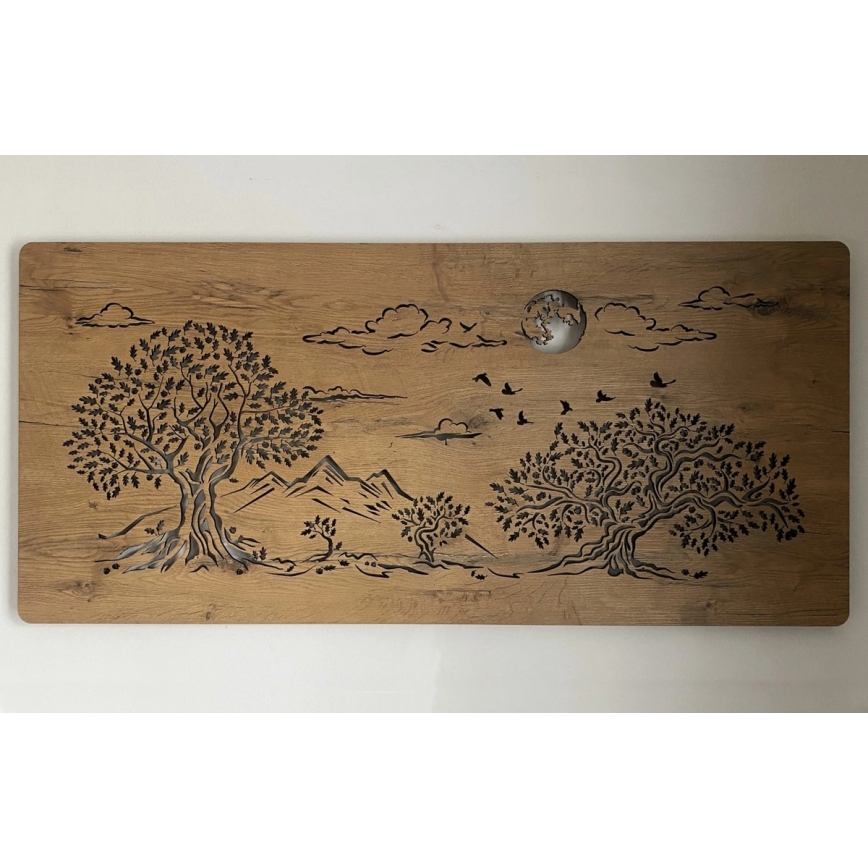 Li-Go 5478/DUB2 - Decorazione da parete dimmerabile a LED/24W/230V 130x60 cm rovere/Quattro querce e luna