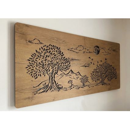 Li-Go 5478/DUB2 - Decorazione da parete dimmerabile a LED/24W/230V 130x60 cm rovere/Quattro querce e luna