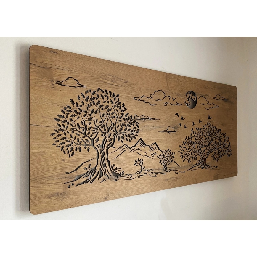 Li-Go 5478/DUB2 - Decorazione da parete dimmerabile a LED/24W/230V 130x60 cm rovere/Quattro querce e luna