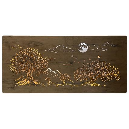 Li-Go 5478/DUB2 - Decorazione da parete dimmerabile a LED/24W/230V 130x60 cm rovere/Quattro querce e luna