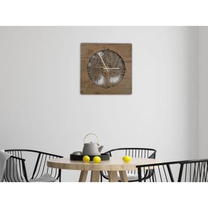 Li-Go 5652/DUB2 - Orologio LED dimmerabile 10W/5V/20000 mAh 42x42 cm rovere/rovere con cornice circolare + telecomando