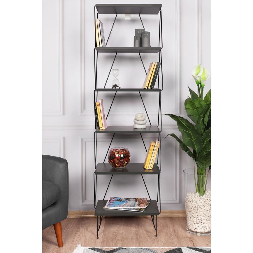 Libreria BALABAN 165x48 cm antracite/nero