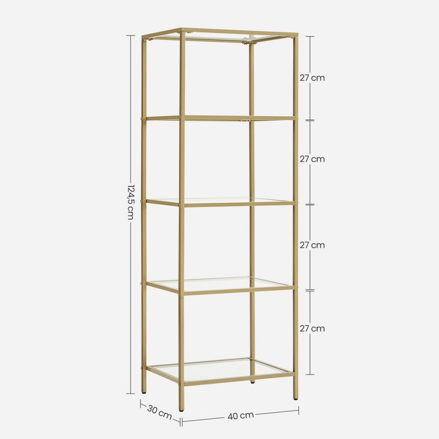 Libreria GLASY 40x125x30 cm oro