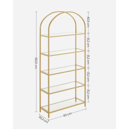 Libreria GLASY 83x184x30 cm oro