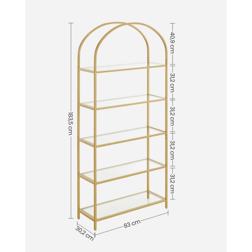 Libreria GLASY 83x184x30 cm oro