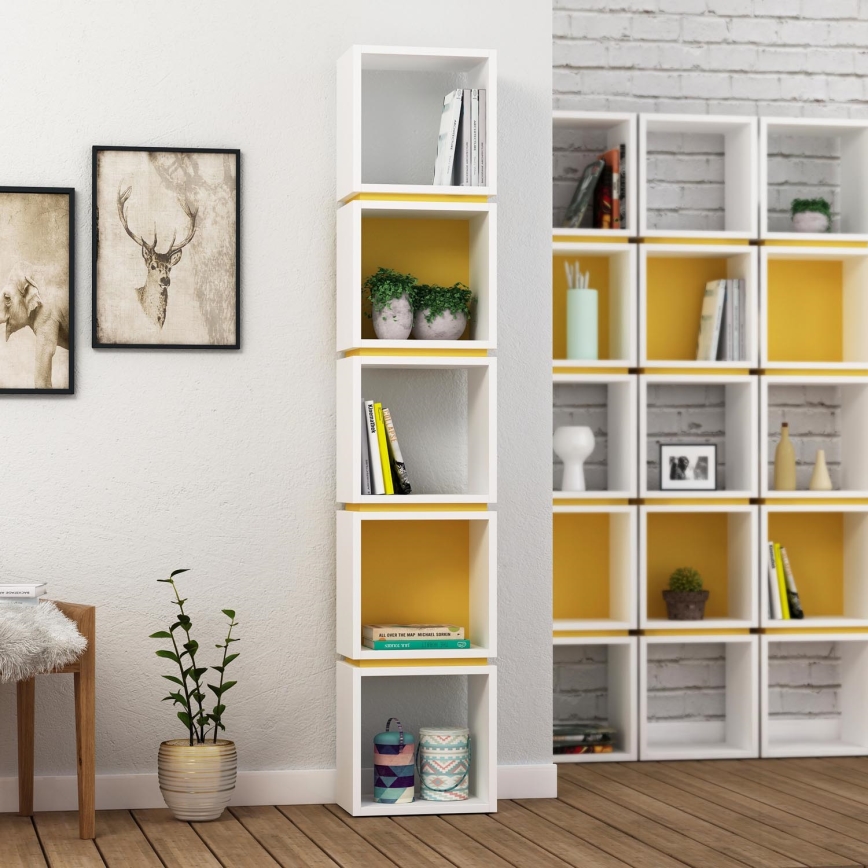 Libreria MULTI 167x32 cm bianco/giallo