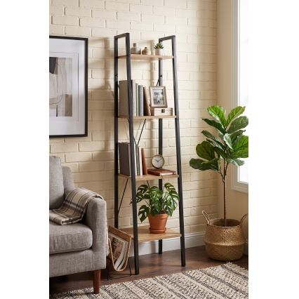 Libreria NARVIK 148x34 cm nero/rovere sonoma