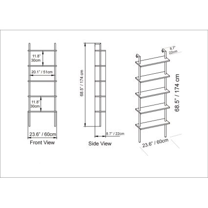 Libreria PAULA 174x60 cm bianco/oro