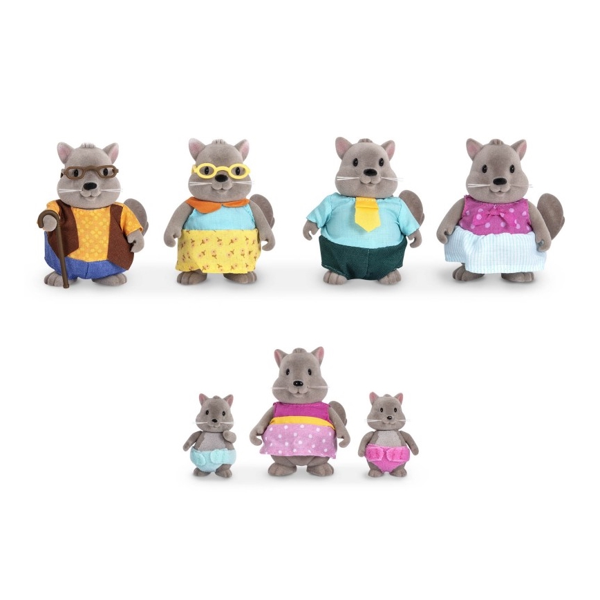 Li'l Woodzeez - Set di giocattoli Famiglia di scoiattoli BUSTLEBERRY