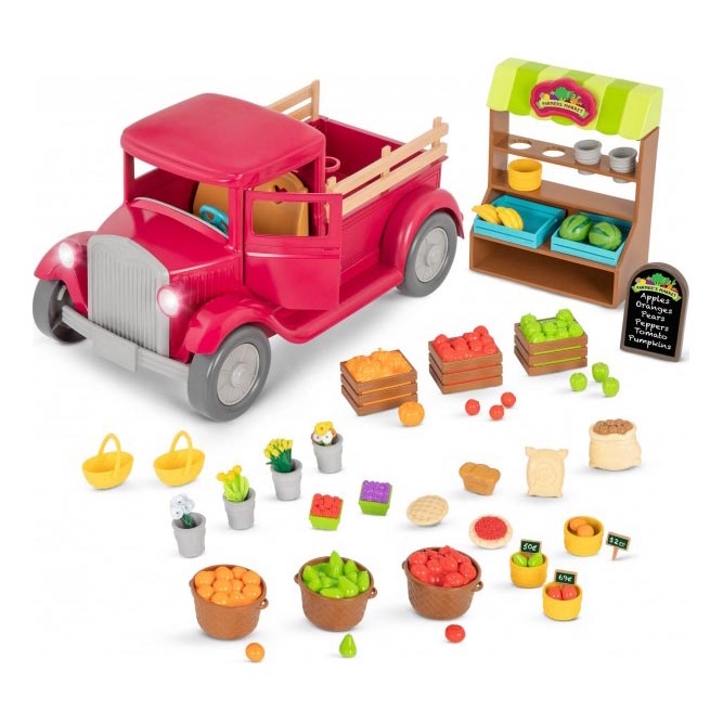 Li'l Woodzeez - Set giocattolo camion dei contadini con stand gastronomico 3xAAA