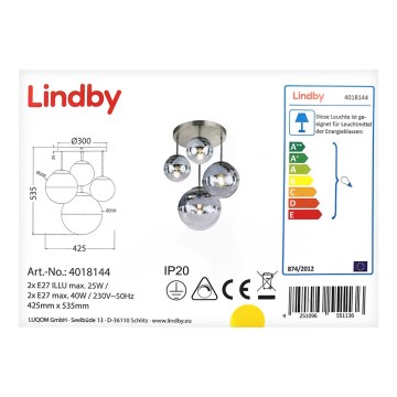 Lindby - Lampada da soffitto RAVENA 2xE27/40W/230V + 2xE27/25W/230V