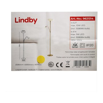 Lindby - Lampada da terra JOST 1xE27/10W/230V + 1xE14/5W