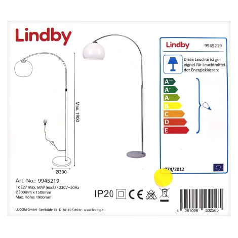 Lindby - Lampada da terra SVERI 1xE27/60W/230V