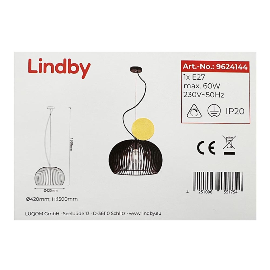 Lindby - Lampadario a filo JURSA 1xE27/60W/230V