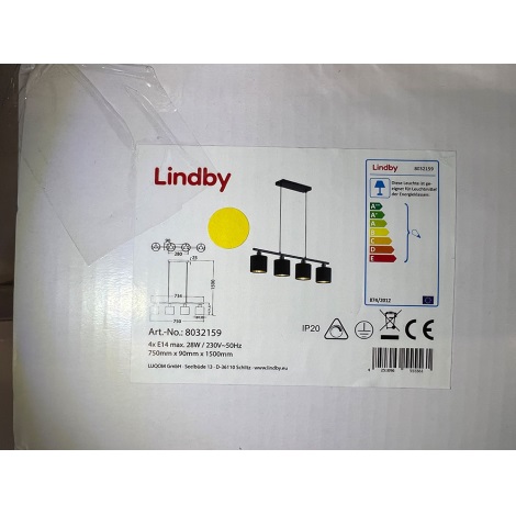 Lindby - Lampadario a filo VASILIA 4xE14/28W/230V