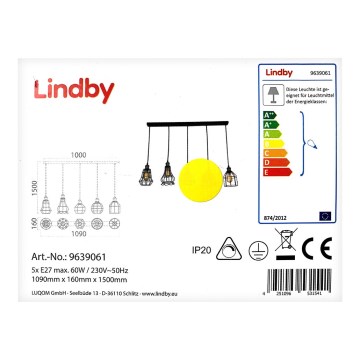 Lindby - Lampadario a sospensione con filo ALBERTA 5xE27/60W/230V