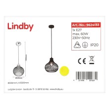 Lindby - Lampadario a sospensione con filo FRANCES 1xE27/60W/230V