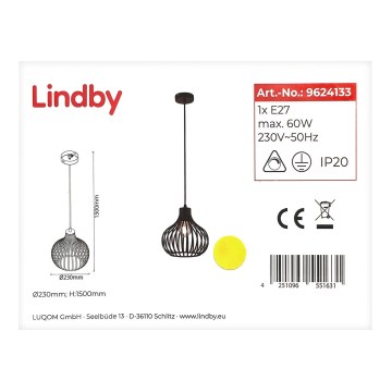 Lindby - Lampadario a sospensione con filo FRANCES 1xE27/60W/230V