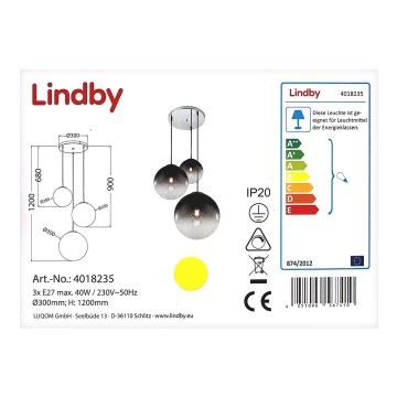 Lindby - Lampadario a sospensione con filo ROBYN 3xE27/40W/230V