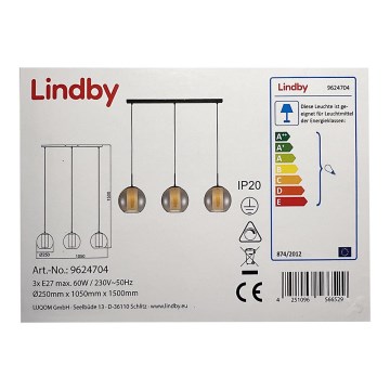 Lindby - Lampadario a sospensione con filo YELA 3xE27/60W/230V