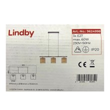 Lindby - Lampadario a sospensione con filo ZALIA 3xE27/60W/230V