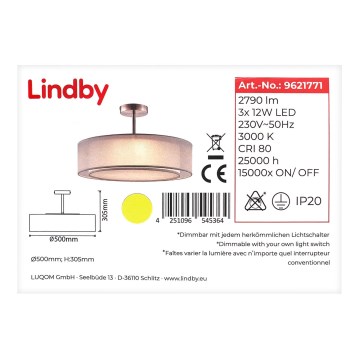 Lindby - Lampadario LED Dimmerabile su palo PIKKA 3xLED/12W/230V