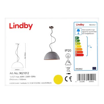 Lindby - LED RGBW Lampadario dimmerabile a sospensione con filo CAROLLE 1xE27/10W/230V Wi-Fi Tuya