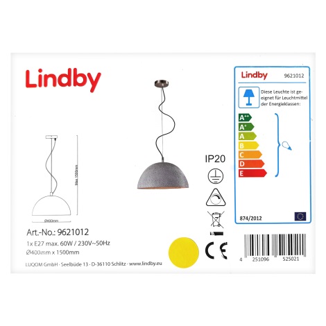 Lindby - LED RGBW Lampadario dimmerabile a sospensione con filo CAROLLE 1xE27/10W/230V Wi-Fi Tuya
