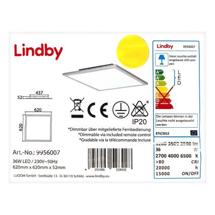 Lindby - Plafoniera LED dimmerabile LIVEL LED/36W/230V + +TC