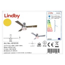 Lindby - Ventilatore da soffitto ALVIN 2xE14/40W/230V + telecomando
