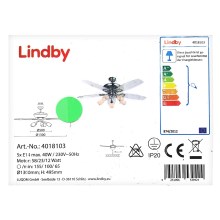 Lindby - Ventilatore da soffitto con un chiaro CEDRIK 5xE14/40W/230V