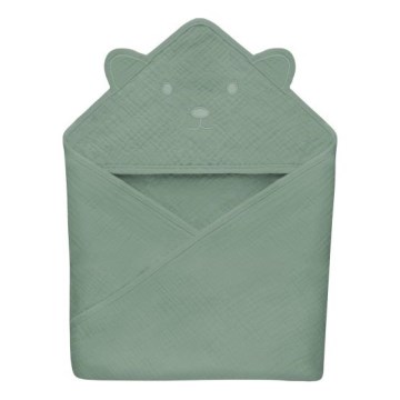 Lionelo - Accappatoio per bambini con cappuccio MUSLIN HOODED TOWEL Foresta Verde