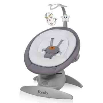Lionelo - Altalena per bambini con melodia MELL Grey Stone 4xAA + telecomando