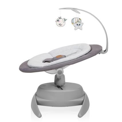 Lionelo - Altalena per bambini con melodia MELL Grey Stone 4xAA + telecomando