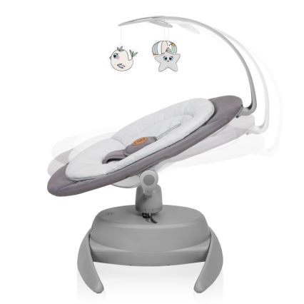 Lionelo - Altalena per bambini con melodia MELL Grey Stone 4xAA + telecomando