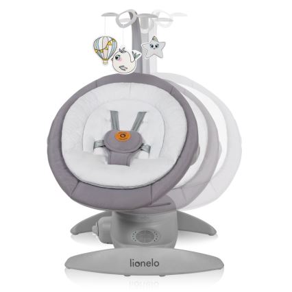 Lionelo - Altalena per bambini con melodia MELL Grey Stone 4xAA + telecomando