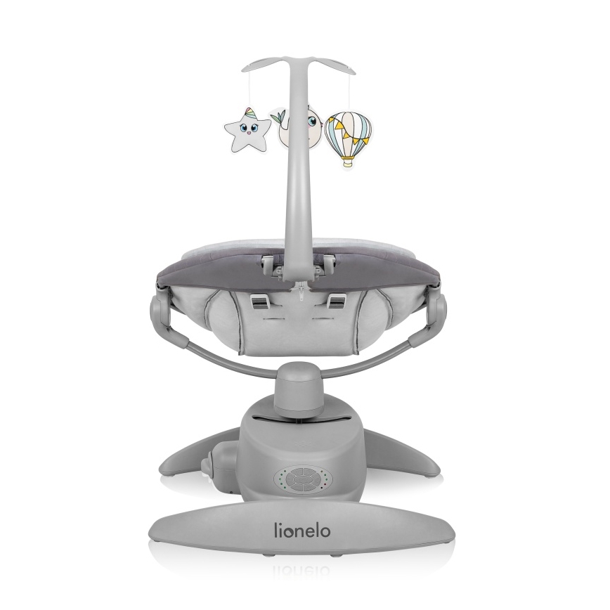 Lionelo - Altalena per bambini con melodia MELL Grey Stone 4xAA + telecomando