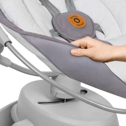 Lionelo - Altalena per bambini con melodia MELL Grey Stone 4xAA + telecomando