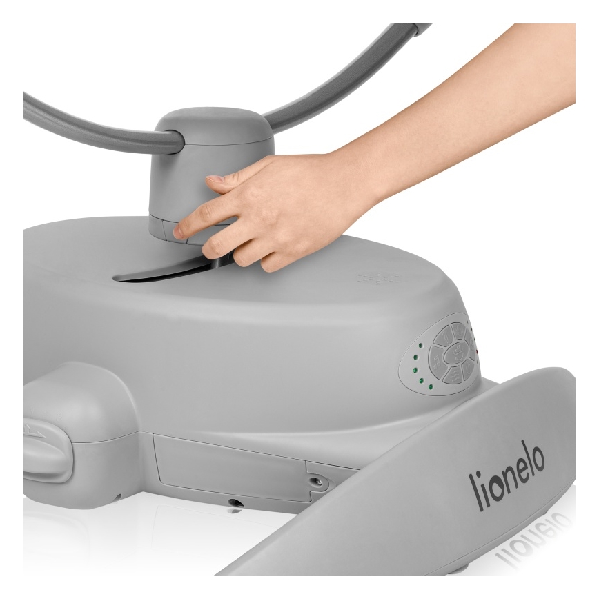 Lionelo - Altalena per bambini con melodia MELL Grey Stone 4xAA + telecomando