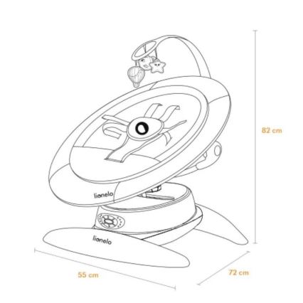Lionelo - Altalena per bambini con melodia MELL Grey Stone 4xAA + telecomando