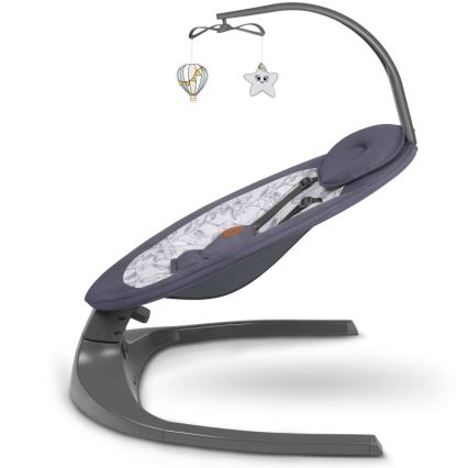 Lionelo - Altalena per bambini RALF con melodia, 4xAA, Grigio/Bianco + telecomando