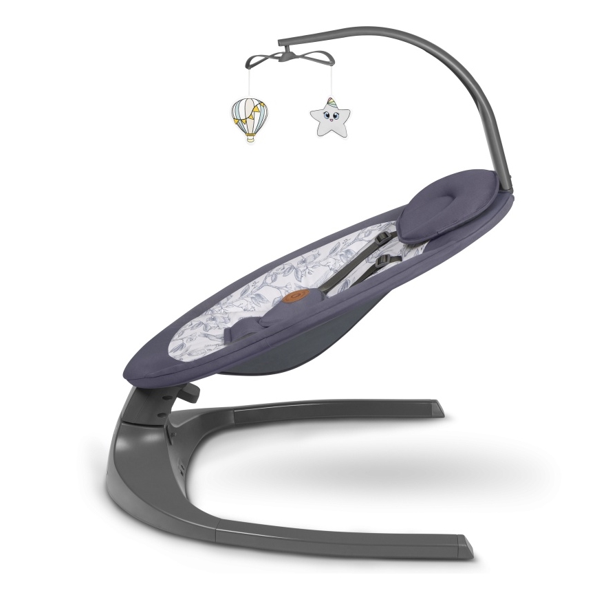 Lionelo - Altalena per bambini RALF con melodia, 4xAA, Grigio/Bianco + telecomando