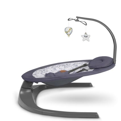 Lionelo - Altalena per bambini RALF con melodia, 4xAA, Grigio/Bianco + telecomando