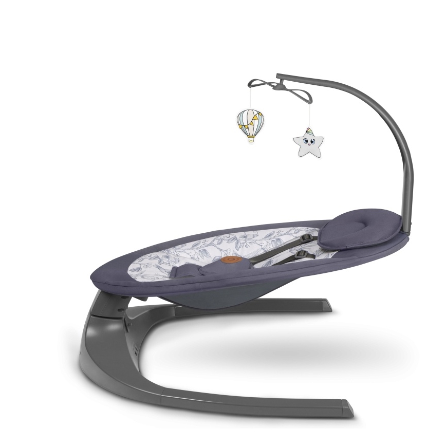 Lionelo - Altalena per bambini RALF con melodia, 4xAA, Grigio/Bianco + telecomando