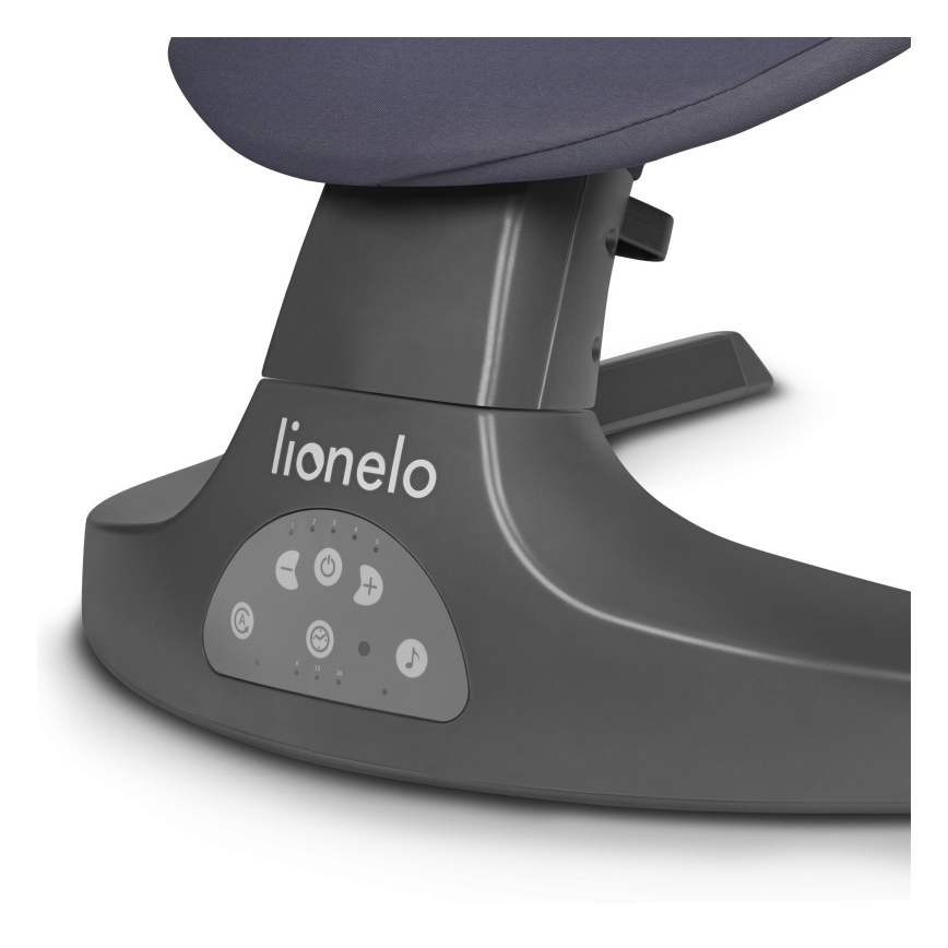 Lionelo - Altalena per bambini RALF con melodia, 4xAA, Grigio/Bianco + telecomando