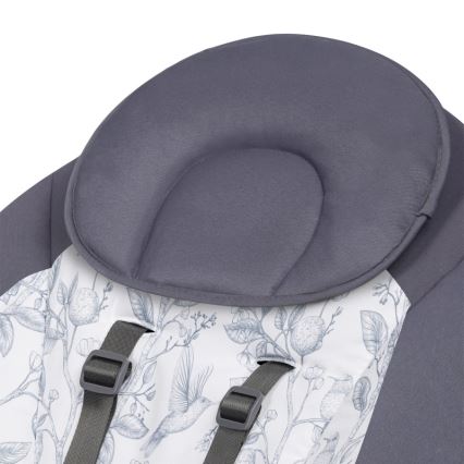 Lionelo - Altalena per bambini RALF con melodia, 4xAA, Grigio/Bianco + telecomando