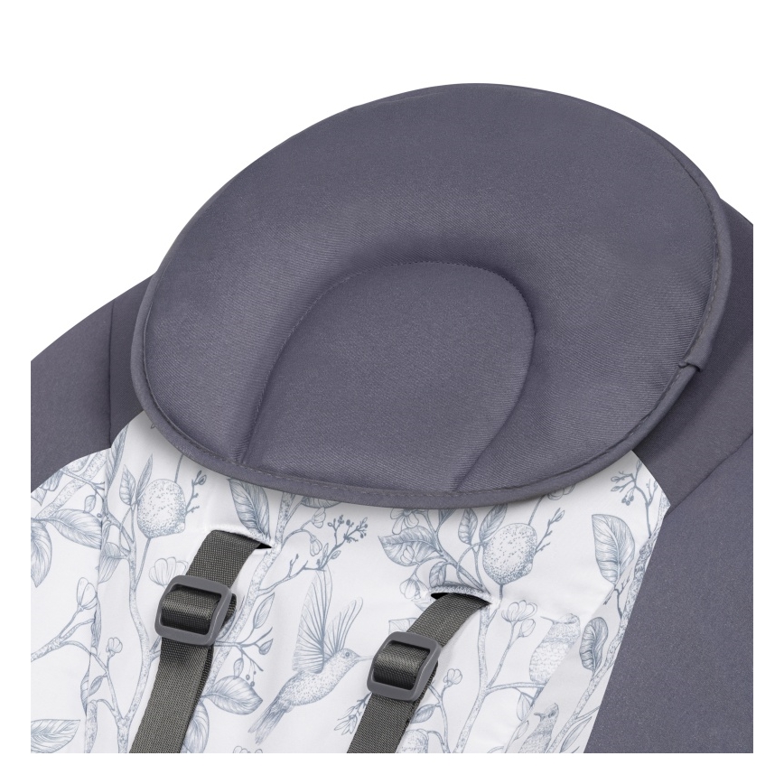 Lionelo - Altalena per bambini RALF con melodia, 4xAA, Grigio/Bianco + telecomando