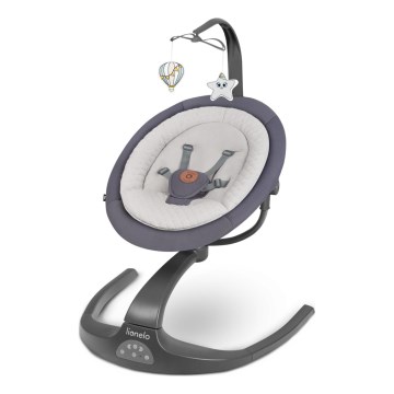 Lionelo - Altalena per bambini RINA con melodia, 4xAA, grigio cemento + telecomando