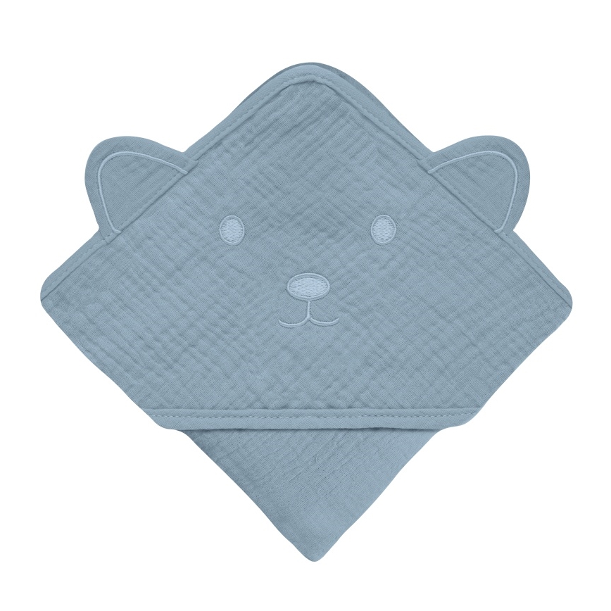 Lionelo - Asciugamano per bambini con cappuccio MUSLIN GRIGIO CIELO