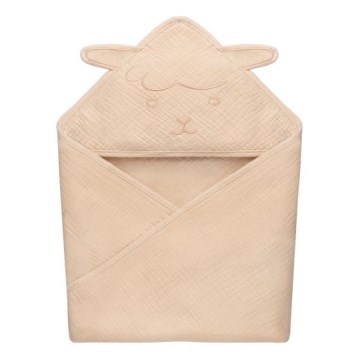 Lionelo - Asciugamano per bambini con cappuccio MUSLIN HOODED TOWEL Beige Cappuccino